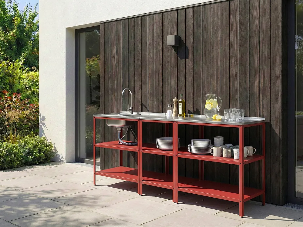 Outdoor Kitchen Island VILAMA Red Metal