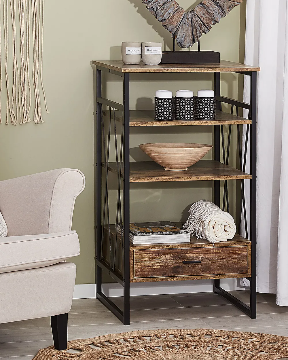 Regal mit 3 Ebenen KEENE 101 cm Dunkelbraun