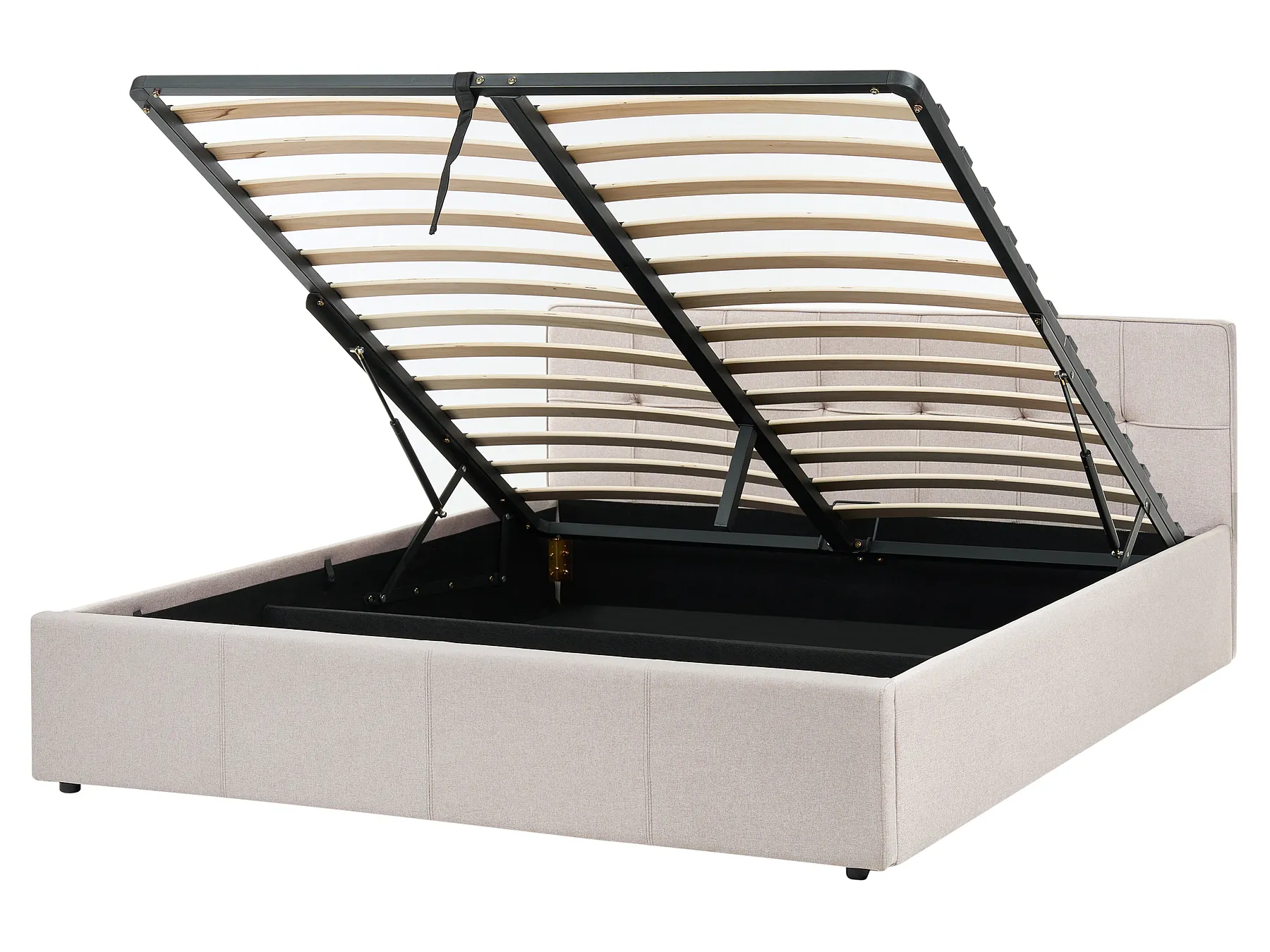 Ottoman Bed LAURESSES Fabric Light Beige 160 x 200 cm (EU King Size)_1153501