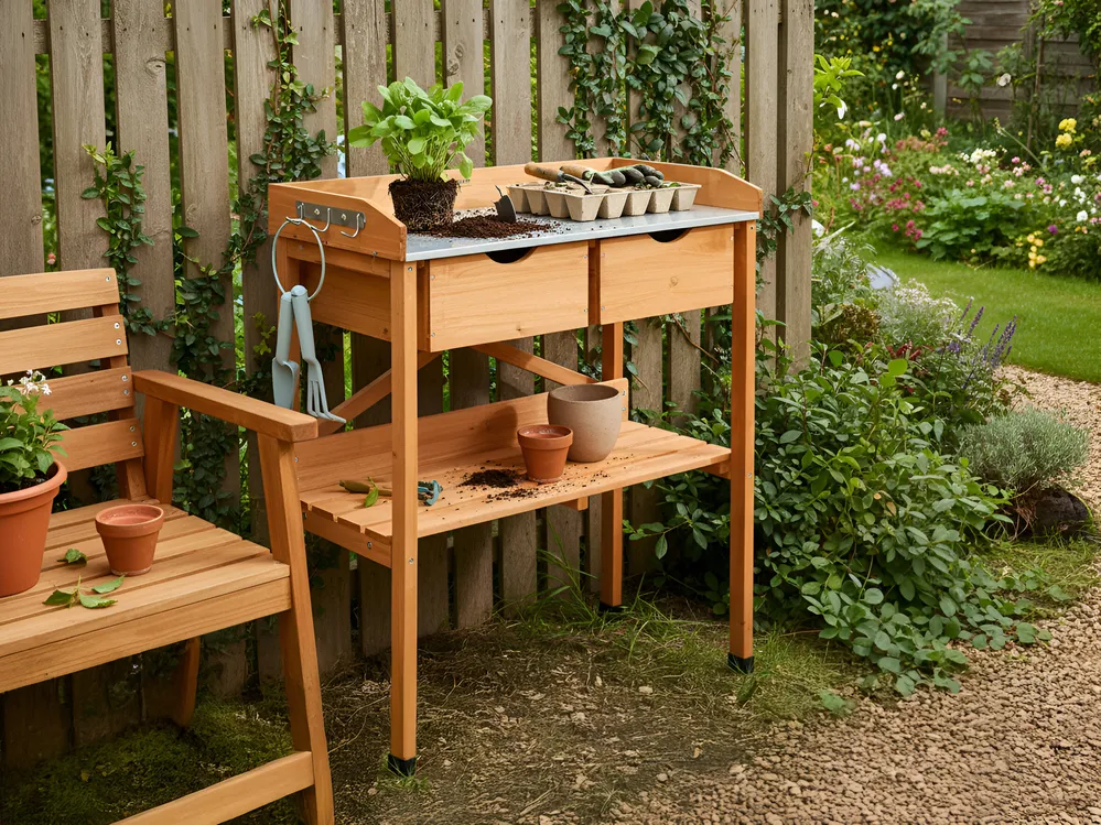 Pflanztisch RAVANUSA 77 cm 89 cm Tannenholz Hellbraun