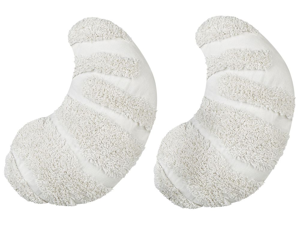Set van 2 sierkussens SNOWDROP Katoen 40 x 25 cm Wit