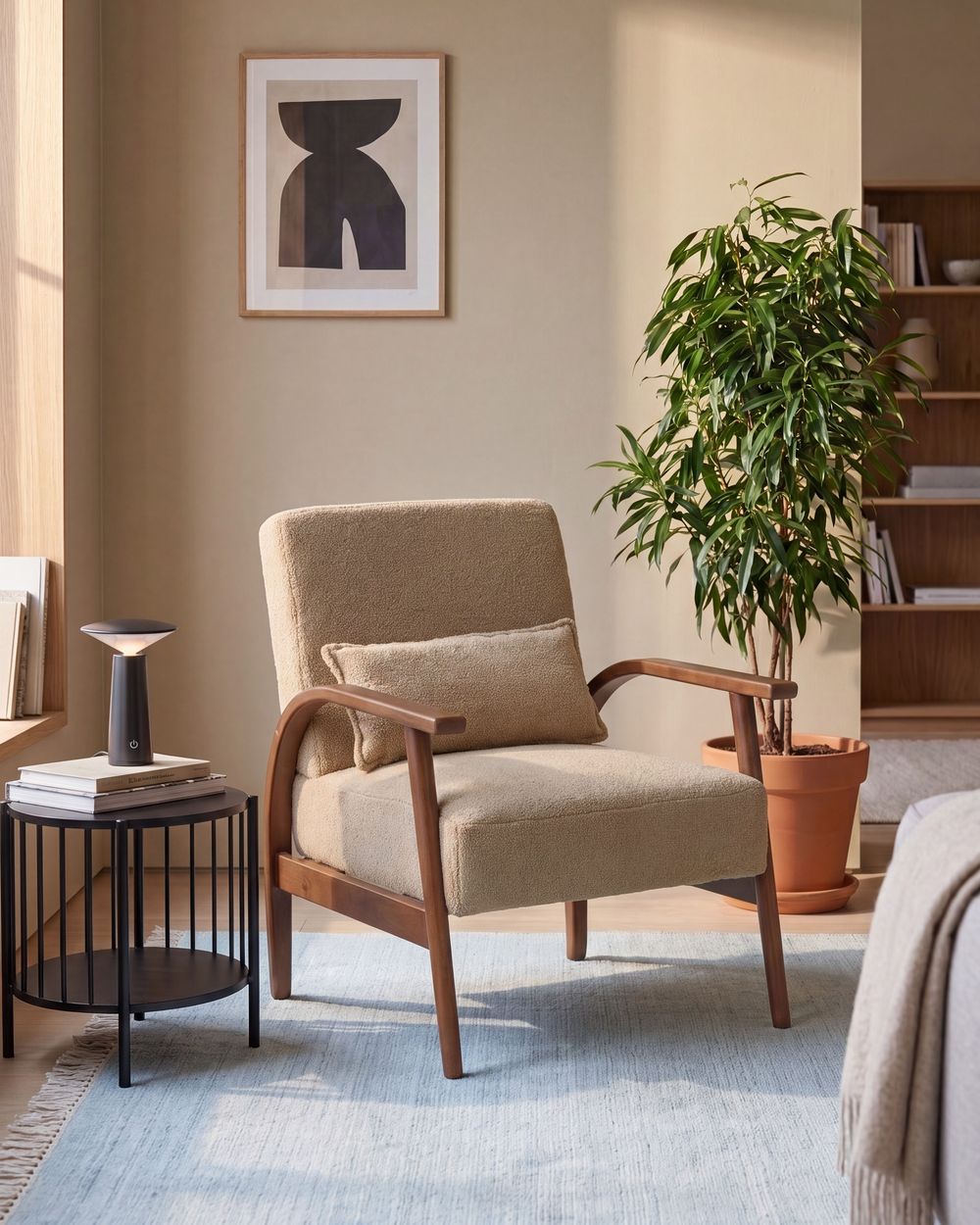 Fauteuil SKARA Bouclé Beige