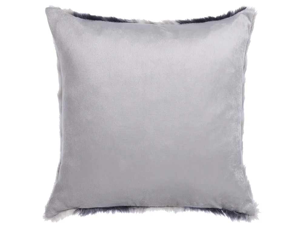 Set of 2 Decorative Cushions HORDEUM 45 x 45 cm Faux Fur Grey Striped_822153
