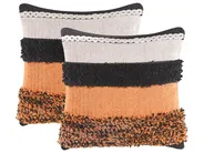 Dekokissen 2er Set MIHALGAZI 45 x 45 cm Baumwolle Bunt Streifenmuster_802284