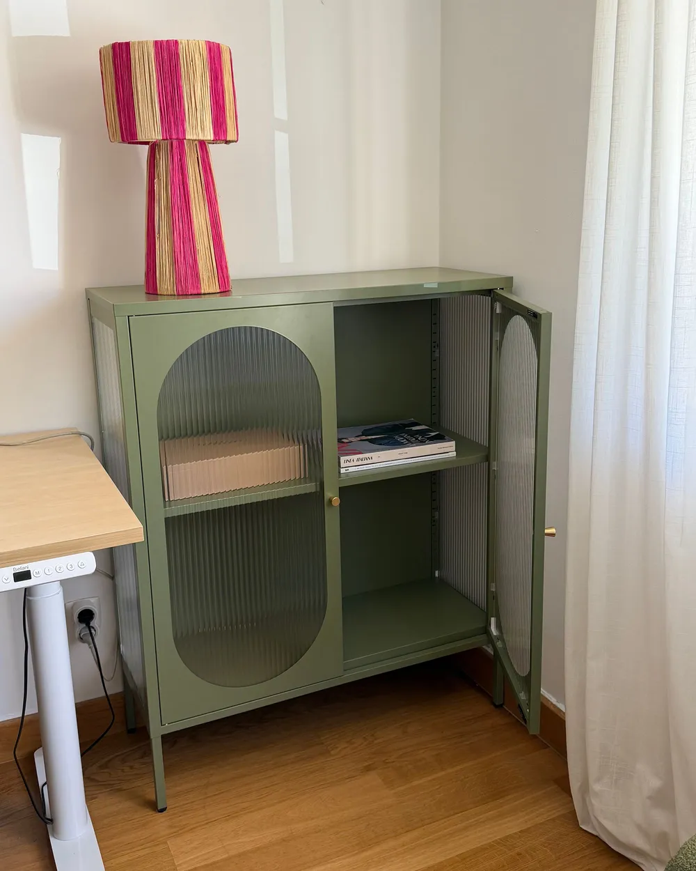 Sideboard mit Glastüren SARRE 90 cm Metall Grün_1153712