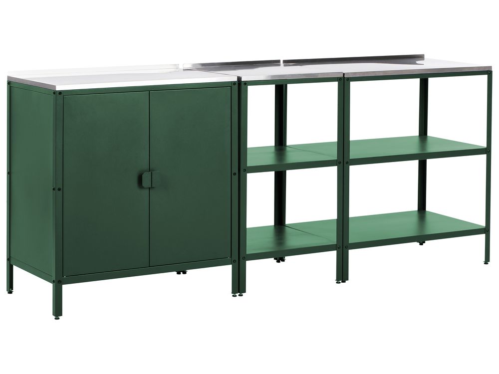 3 Piece Outdoor Kitchen Set VILAMA Green Metal
