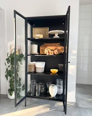 Vitrine mit Glastüren HARTY 80 cm Metall Schwarz_1006239