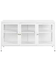 Sideboard mit Glastüren NEWPORT 115 cm Metall Weiß_830341