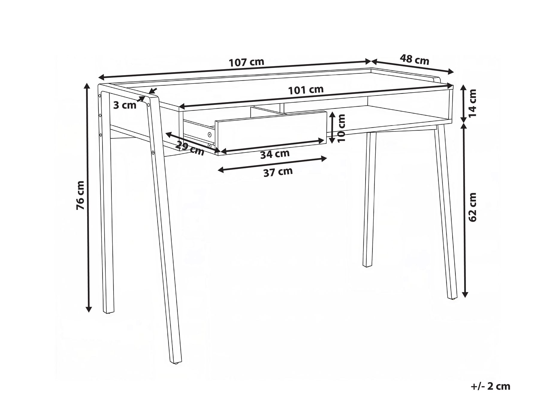 Schreibtisch KOFOTEN 107 cm 48 cm Weiß_1054860