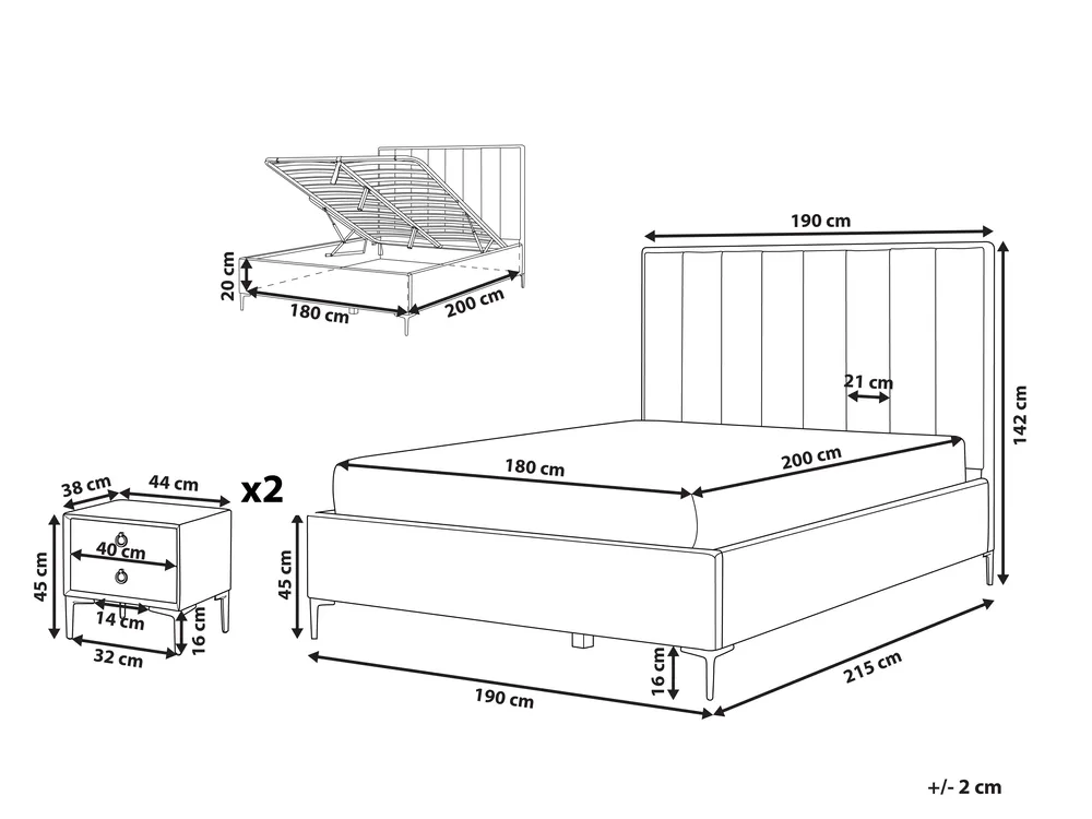 Schlafzimmer Set SEZANNE Samtstoff Taupe 180 x 200 cm_916933