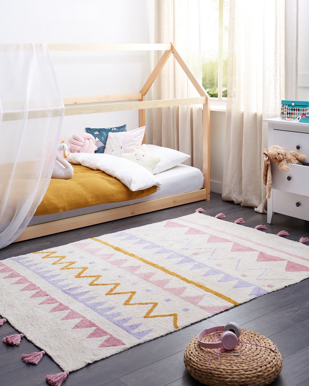 Kids Rug ZAYSAN Pink 140 x 200 cm Cotton