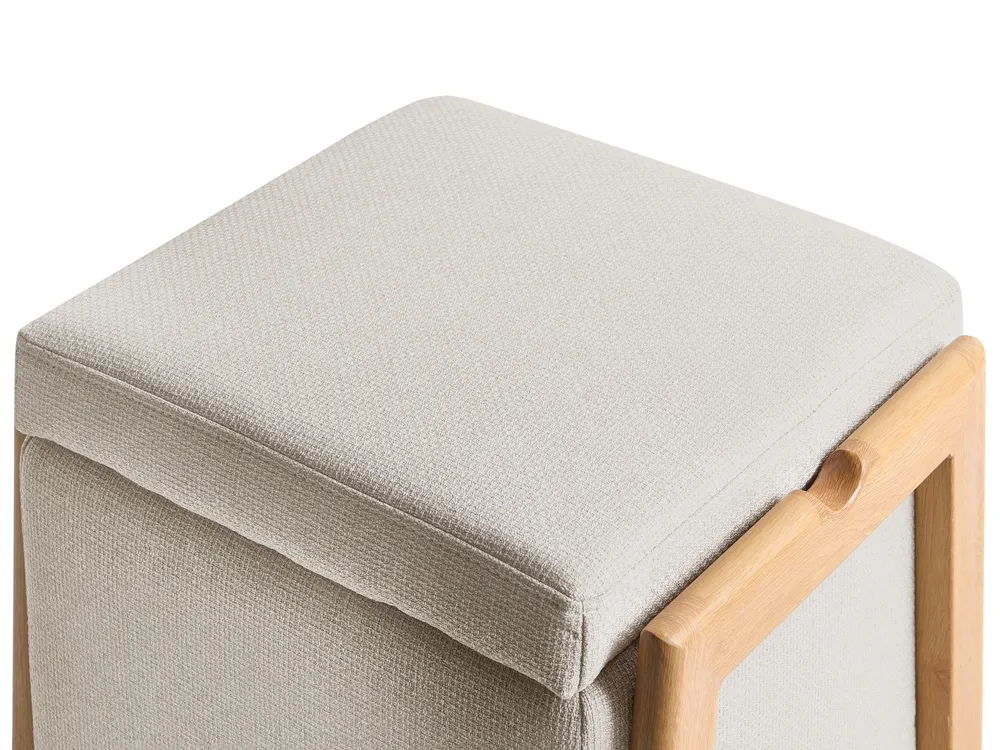 Pouf mit Stauraum EDLAND Stoff 45 cm Hellbeige_1040697