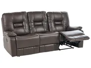 Sofa manuell verstellbar 3-Sitzer BERGEN Kunstleder Braun_681544