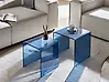 Beistelltisch 2er Set KENDALL Sicherheitsglas Blau
