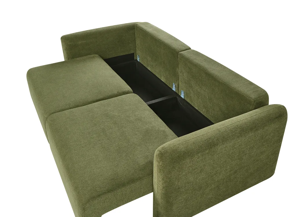 Sofa Bed 3 Seater VAXHOLM with Storage Fabric Green_1026821