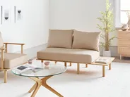 Sofa 2-Sitzer SALO mit Tischen Stoff Beige_932610