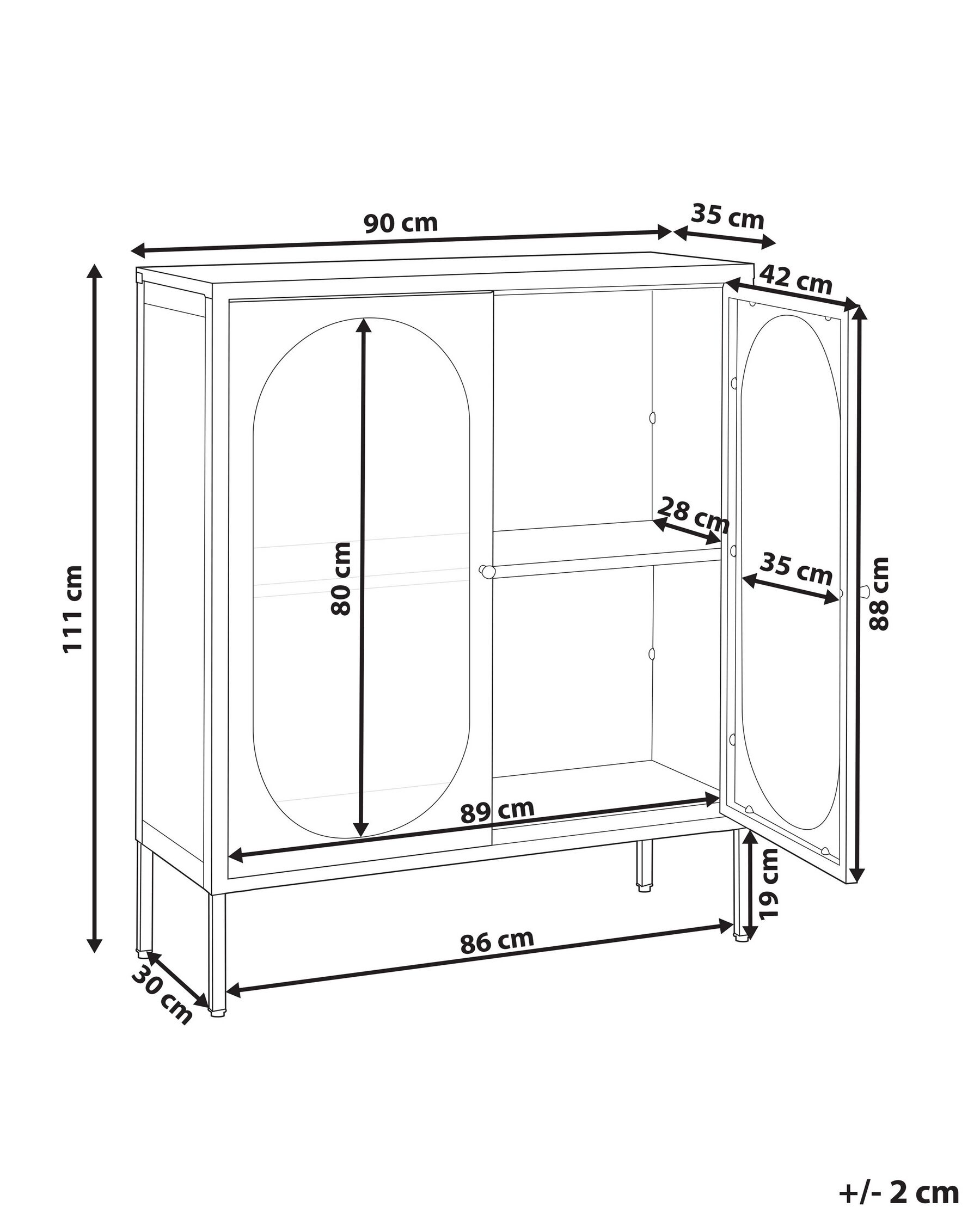 Glass Display Sideboard SARRE 90 cm Metal Black_827745