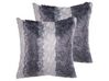 Dekokissen 2er Set HORDEUM 45 x 45 cm Webpelz Grau Streifenmuster