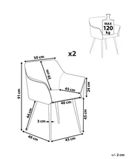 Set of 2 Dining Chairs JASMIN Velvet Dark Blue_816622