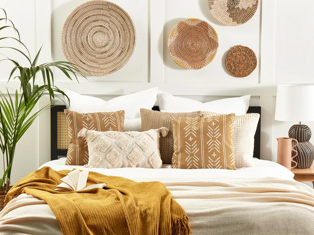Dekokissen BANYAN 45 x 45 cm Baumwolle Beige Geometrisches Muster
