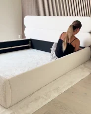 Bed Boucle LESSAY 180 x 200 cm (EU Super King) Off-White_1034185