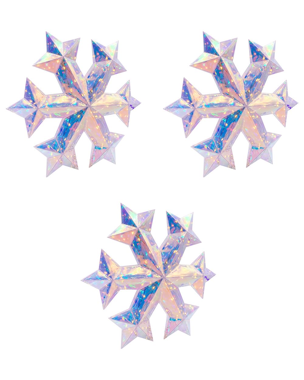 Set of 3 Hanging Decorations LED MULTIA 25 cm Snowflake Multicolour
