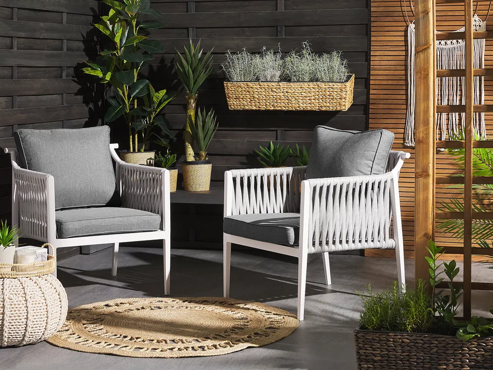Garden Lounge Set with Table 4 Seater LATINA Metal Grey_775775