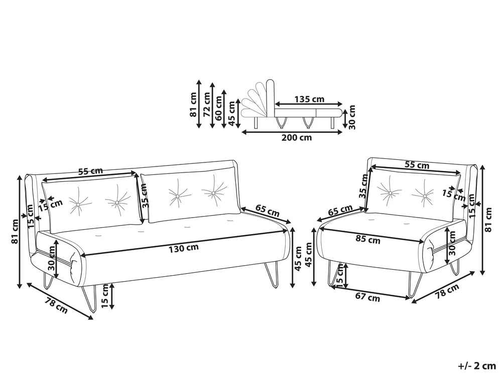 Sofa Set 3-Sitzer VESTFOLD Stoff Olivgrün_930244
