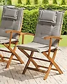 Set mit 2 Stühlen und Sitzkissen MAUI Akazienholz Grau