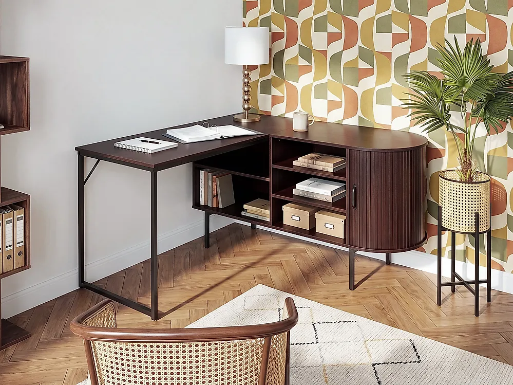 Corner Desk SOLARI 140 cm 140 cm Dark Brown_1191544