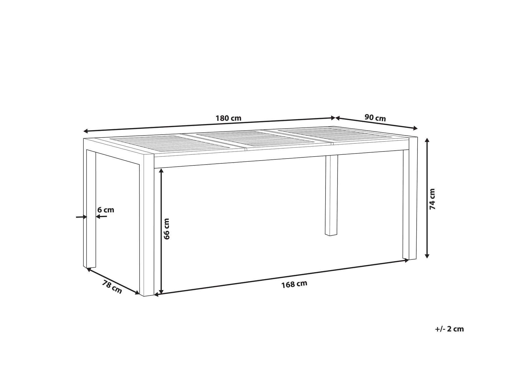 Garden Dining Table GROSSETO 180 cm 90 cm Eucalyptus Wood Brown_768423