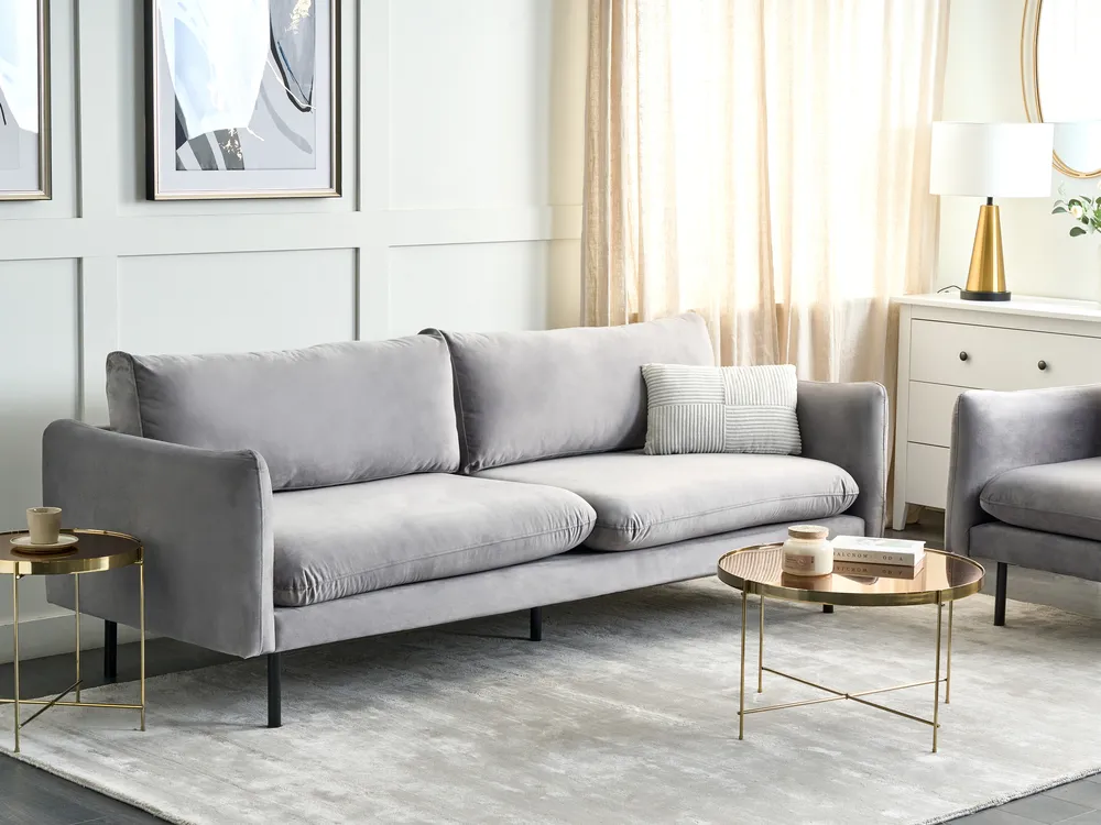 Sofa 3-Sitzer VINTERBRO Samtstoff Grau