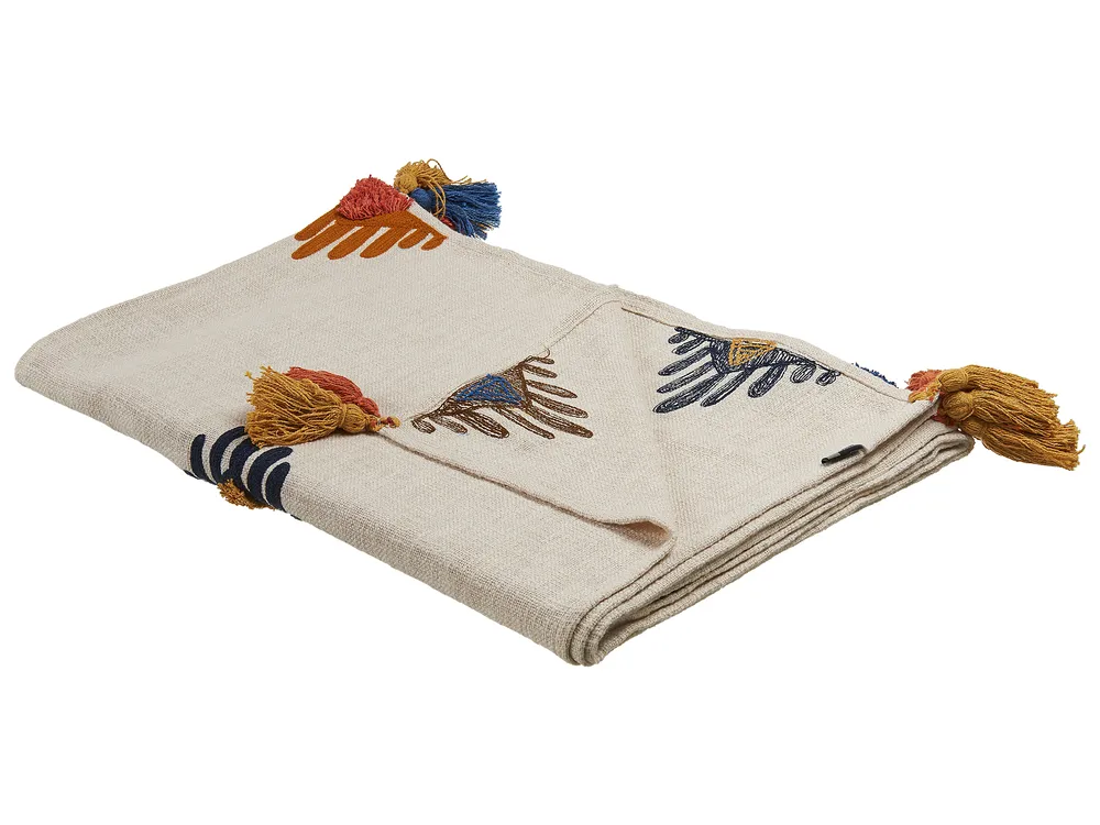 Kuscheldecke MUNGER Baumwolle 130 x 180 cm Beige