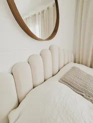 Bett mit Stauraum VINCENNES Samtstoff Cremeweiß 180 x 200 cm_867107