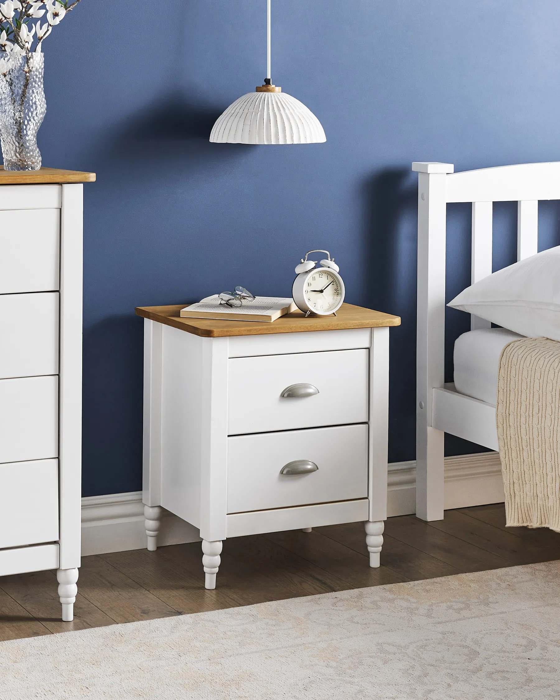 2 Drawer Bedside Table SHILLINGTON Pine Wood Brown/ White_966310