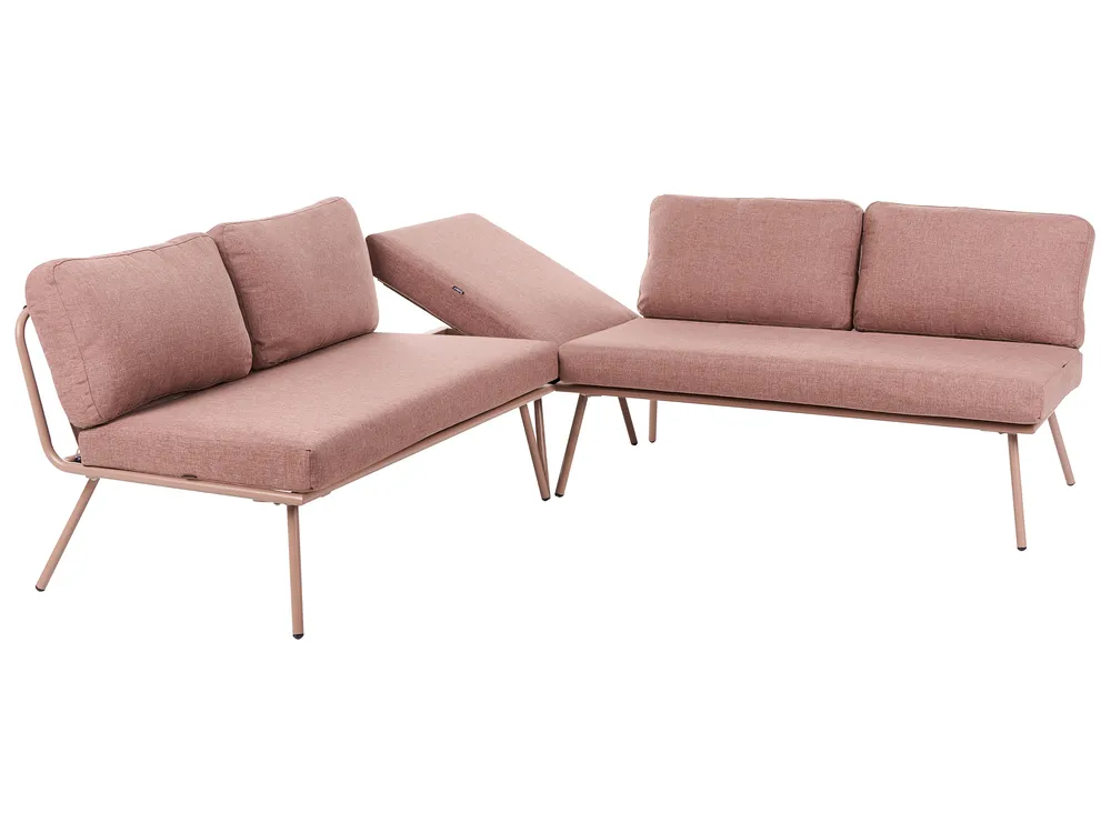Garden Corner Sofa with Table 4 Seater CACCAMO Brown_1064242