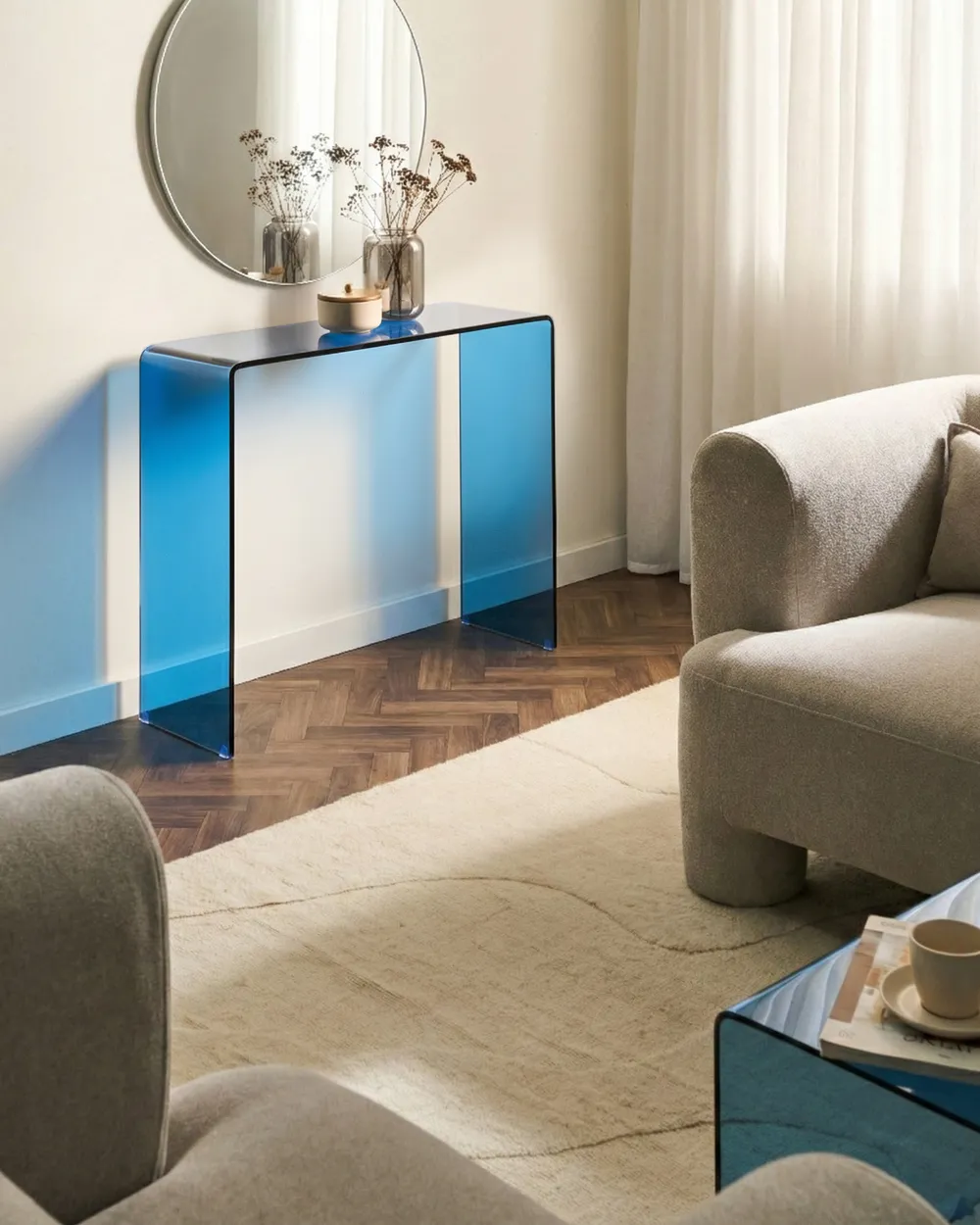 Konsolentisch KENDALL Sicherheitsglas Blau