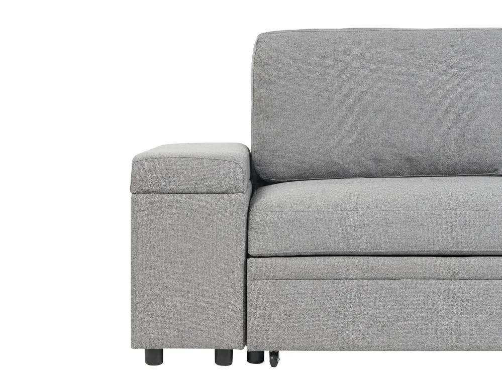Eckschlafsofa 3-Sitzer HRISEY mit Stauraum Kunstleinen Grau linksseitig_956024
