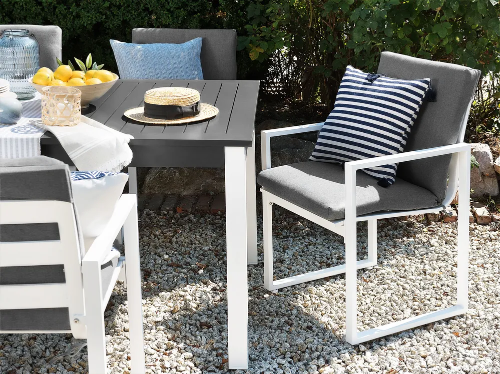 Gartenmöbel Set 8-Sitzer PANCOLE inkl. Kissen Metall Grau_739336