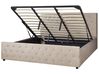 Bett mit Stauraum AMIENS Samtstoff Taupe 180 x 200 cm