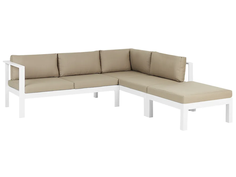 Garten Ecksofa mit Tisch 5-Sitzer MESSINA Metall Sandbeige linksseitig_932081