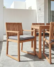 Set mit 2 Stühlen und Sitzkissen SASSARI PREMIUM zertifiziertes Akazienholz Hellgrau_991252