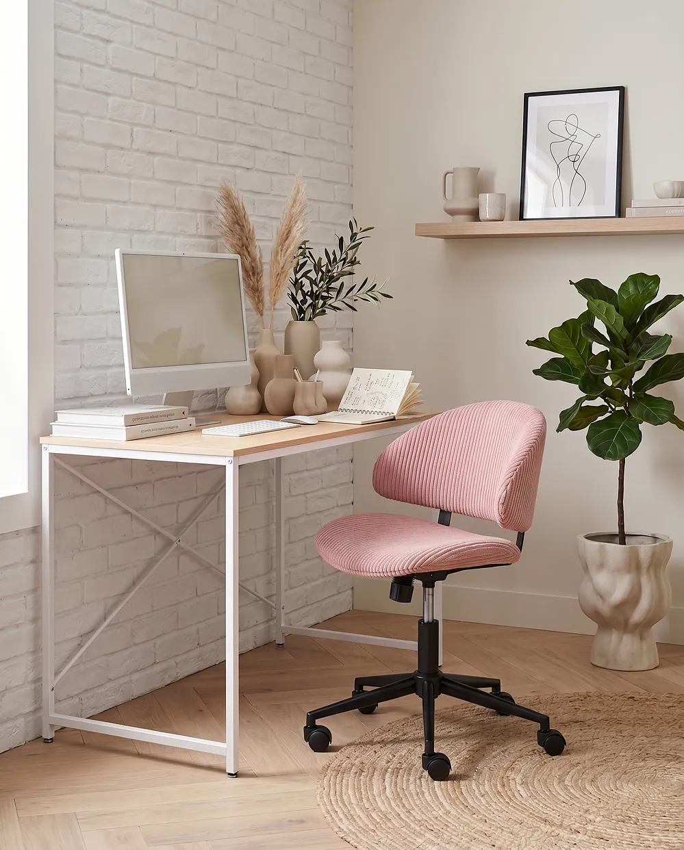 Bürostuhl KIANA Cord Rosa_1150933