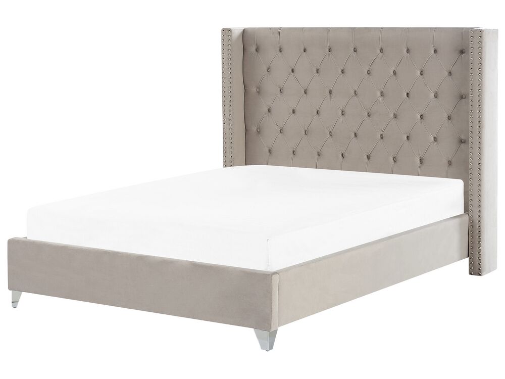Bett mit Lattenrost Samtstoff LUBBON 180 x 200 cm Hellgrau