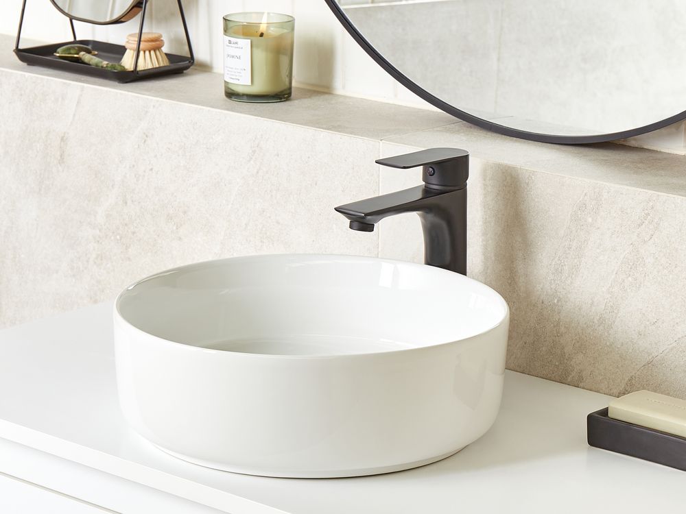 Countertop Basin CALIG ⌀ 360 mm Ceramic White