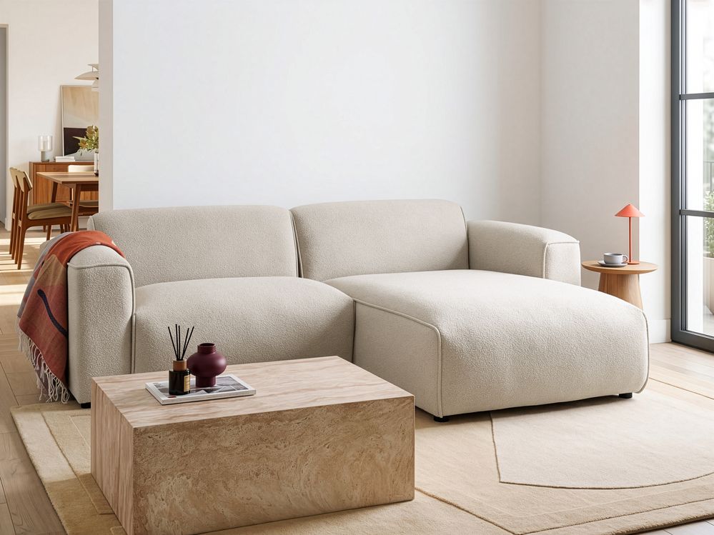 Hoekbank 3-zits FAABORG Bouclé Beige linkszijdig