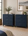 Bettschublade 2er Set Kiefernholz RUMILLY Marineblau