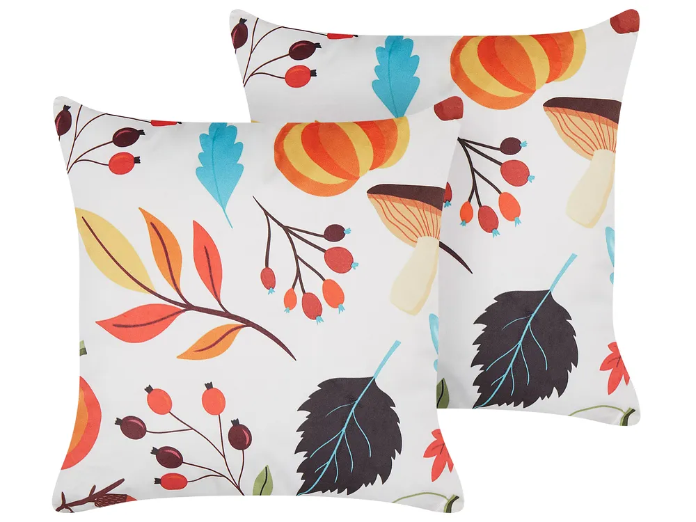 Dekokissen 2er Set VISCARIA 45 x 45 cm Samtstoff Bunt Pflanzenmuster