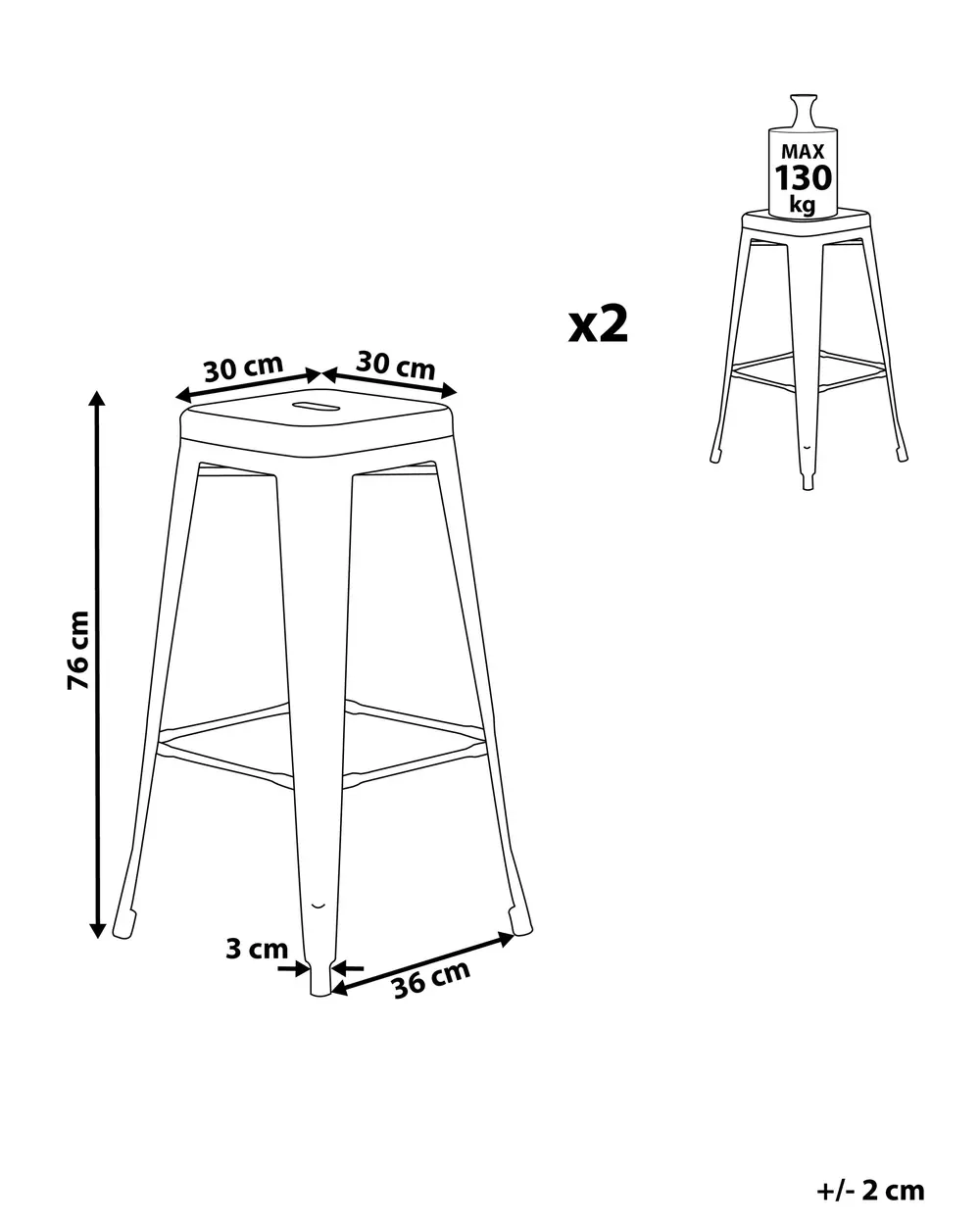 Set of 2 Bar Stools CABRILLO Metal White_802503