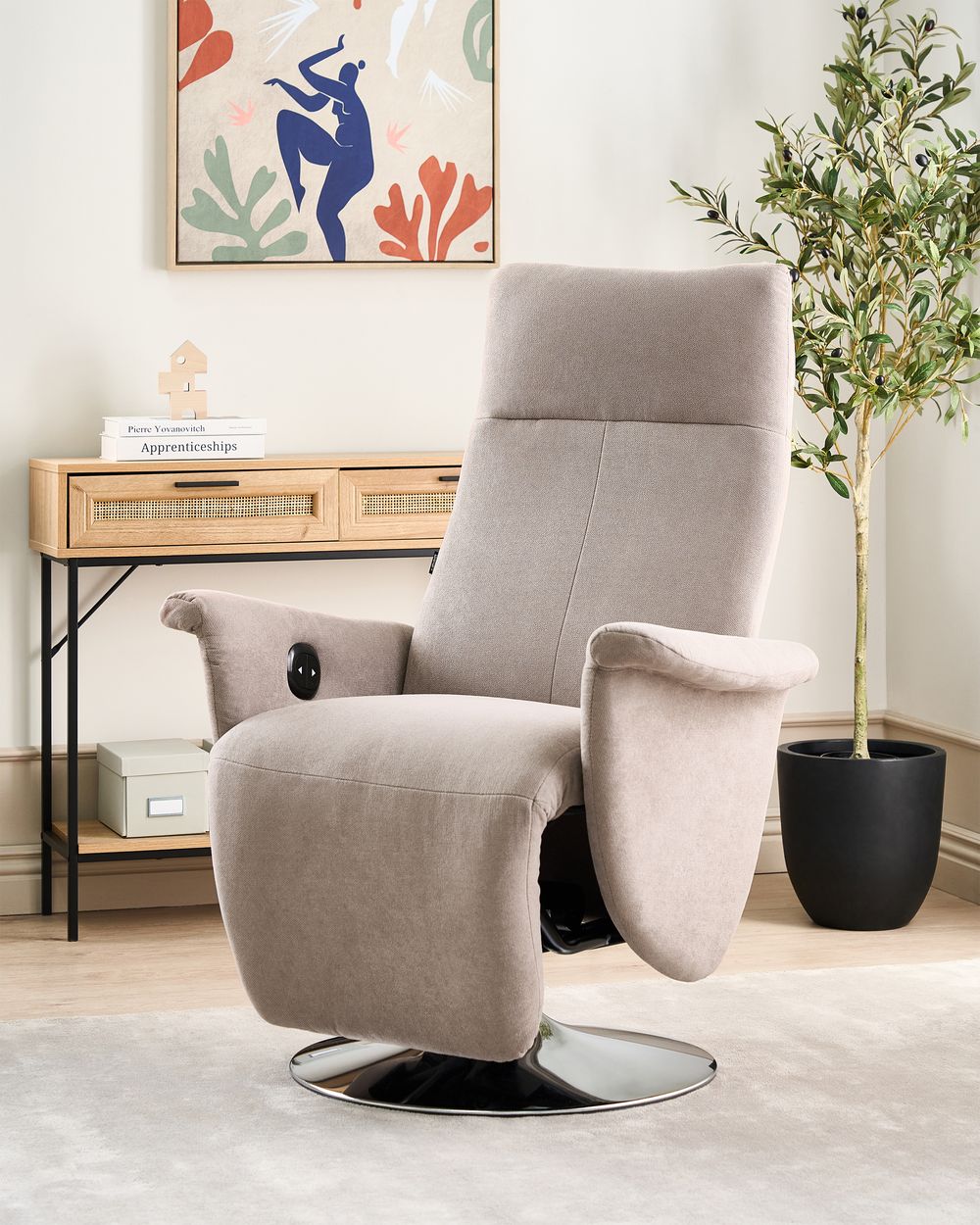 Relaxfauteuil PRIME inclusief voetensteun Stof Taupe